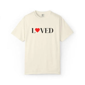 T-shirt - Loved Heart Graphic Tee - Minimal Valentines Soft Cotton - Dipaliz Ivory / l