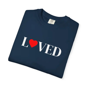 T-shirt - Loved Heart Graphic Tee - Minimal Valentines Soft Cotton - Dipaliz True Navy / s