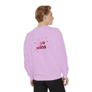 Sweatshirt - Love Wins - Cozy White Crewneck Pink Heart - Dipaliz
