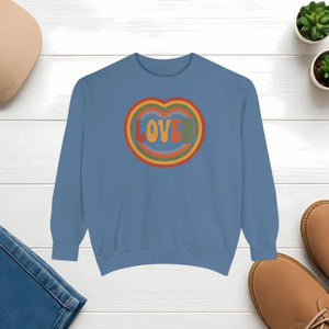 Sweatshirt - Lover Heart - Retro 70s Graphic Design - Dipaliz Blue Jean / s