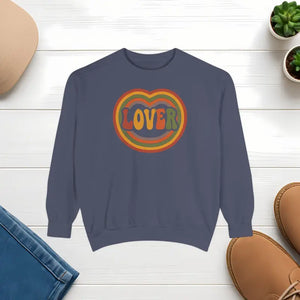 Sweatshirt - Lover Heart - Retro 70s Graphic Design - Dipaliz Denim / s