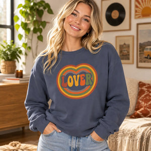 Dipaliz lover heart sweatshirt retro 70s cotton top - sweatshirts