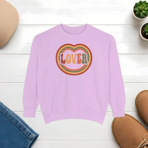 Sweatshirt - Lover Heart - Retro 70s Graphic Design - Dipaliz Orchid / s