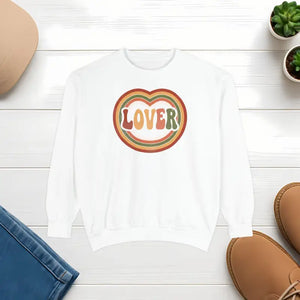 Sweatshirt - Lover Heart - Retro 70s Graphic Design - Dipaliz White / s