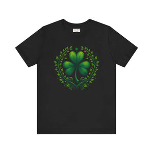 Irish Clover Short Sleeve Tee - Shamrock Print - Dipaliz - Black / Xs - T-shirt