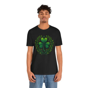 Irish Clover Short Sleeve Tee - Festive Shamrock Print - Dipaliz - T-shirts