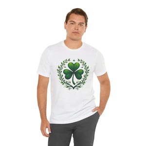 Irish Clover Short Sleeve Tee - Festive Shamrock Print - Dipaliz - T-shirts