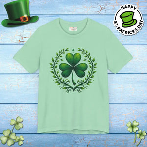 Irish Clover Short Sleeve Tee - Festive Shamrock Print - Dipaliz - Heather Mint / Xs - T-shirts