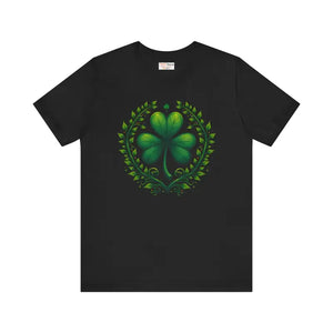 Irish Clover Short Sleeve Tee - Festive Shamrock Print - Dipaliz - Black / Xs - T-shirts