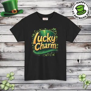 Lucky Charm Heavy Cotton Tee - St Patricks Day Graphic - Dipaliz - Black / s - T-shirts
