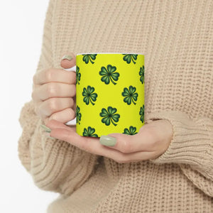 Lucky Irish Clover Ceramic Mug - Vibrant Morning Coffee Cup - Dipaliz - 11oz - Mugs