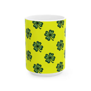 Lucky Irish Clover Ceramic Mug - Vibrant Morning Coffee Cup - Dipaliz - 15oz - Mugs
