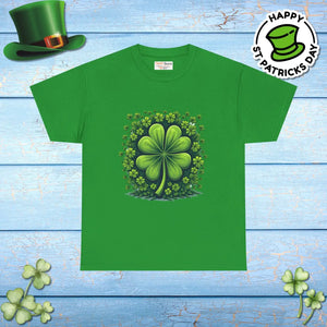 Lucky Clover Heavy Cotton Tee - Irish Magic Style - Dipaliz - T-shirts