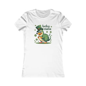 Lucky Mama Patricks Day Tee Flattering Slim Fit Shirt - Dipaliz - White / s - T-shirts