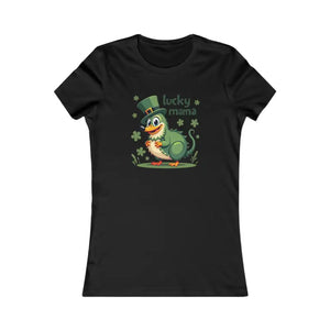 Lucky Mama Patricks Day Tee Flattering Slim Fit Shirt - Dipaliz - Black / s - T-shirts