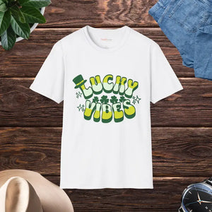 Lucky Vibes Clover Leaf T-shirt - St Patricks Day Tee - Dipaliz - White / s - T-shirts