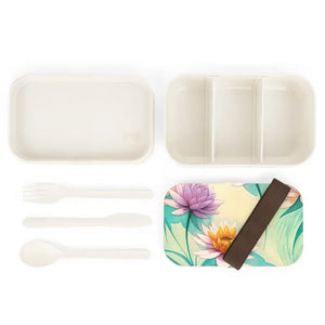 Bento Lunch Box Pastel Flowers Wood Lid Set Dipaliz - one Size - Sets