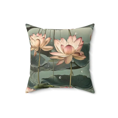 Luxurious Lotus Polyester Square Pillow for a Dreamy Oasis! - 16’’ × Home Decor