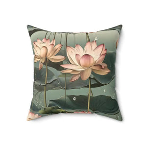 Polyester Square Pillow - Luxurious Lotus Flower Design - Dipaliz - Throw Pillows