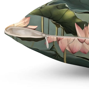 Polyester Square Pillow - Luxurious Lotus Flower Design - Dipaliz - Throw Pillows