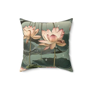 Polyester Square Pillow - Luxurious Lotus Flower Design - Dipaliz - Throw Pillows