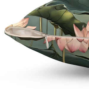 Polyester Square Pillow - Luxurious Lotus Flower Design - Dipaliz - Throw Pillows