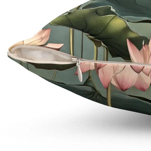 Polyester Square Pillow - Luxurious Lotus Flower Design - Dipaliz - Throw Pillows