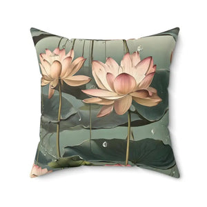 Polyester Square Pillow - Luxurious Lotus Flower Design - Dipaliz - Throw Pillows