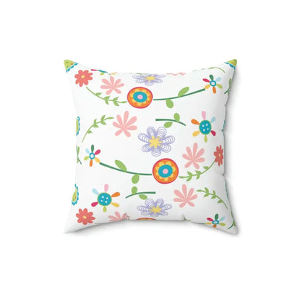 Floral Over White Spun Polyester Square Pillow - 16’’ × Home Decor