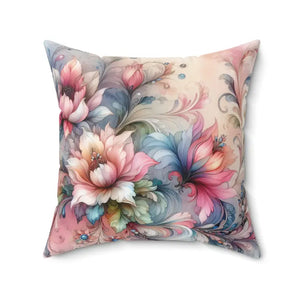 Floral Throw Pillow - Spun Polyester Square Luxe Watercolor - Dipaliz - 20’’ × - Pillows