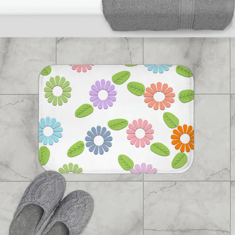 Cozy Bath Mat with Colorful Flowers: Elevate your Bathroom Decor - Home