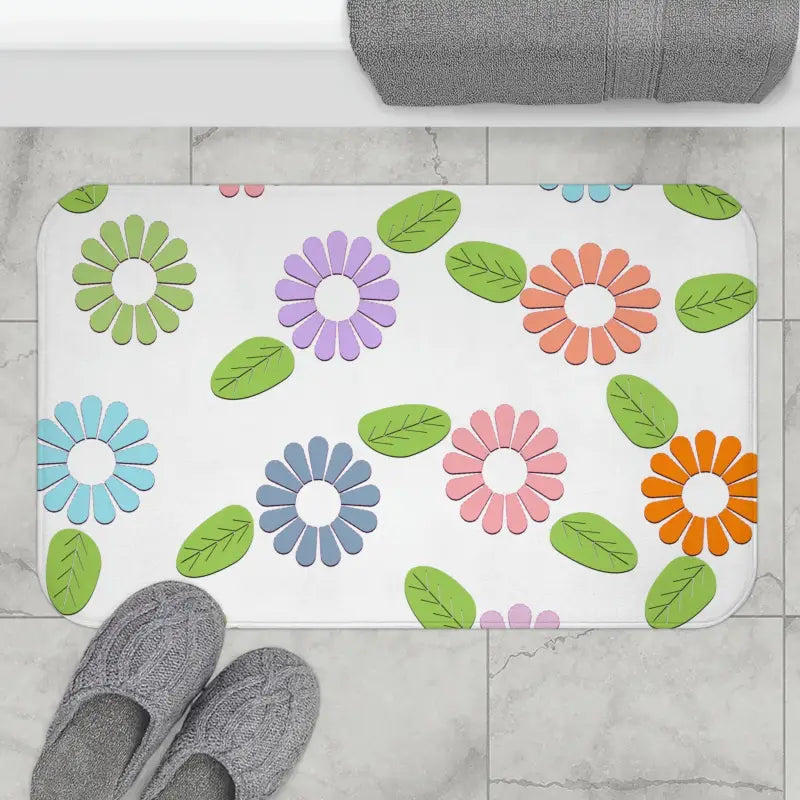 Cozy Bath Mat with Colorful Flowers: Elevate your Bathroom Decor - Home