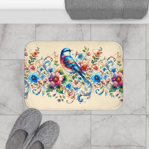 Home Decor - Bath Mat - Bird and Flowers Moisture Absorbing - Dipaliz 24’’ × 17’’