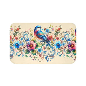 Home Decor - Bath Mat - Bird and Flowers Moisture Absorbing - Dipaliz