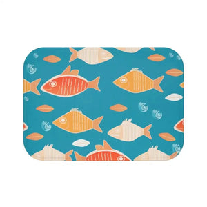 Fish Pattern Bath Mat - Soft Vibrant Aquatic Design - Dipaliz - 24’’ × 17’’ - Mats & Rugs