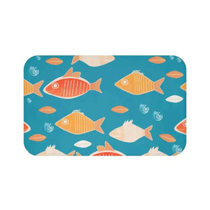 Fish Pattern Bath Mat - Soft Vibrant Aquatic Design - Dipaliz - 34’’ × 21’’ - Mats & Rugs