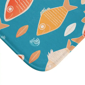 Fish Pattern Bath Mat - Soft Vibrant Aquatic Design - Dipaliz - Mats & Rugs