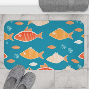Fish Pattern Bath Mat - Soft Vibrant Aquatic Design - Dipaliz - Mats & Rugs
