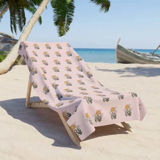 Experience Bliss with our Luxury Floral Beach Towel - 36’’ × 72’’ Home Decor