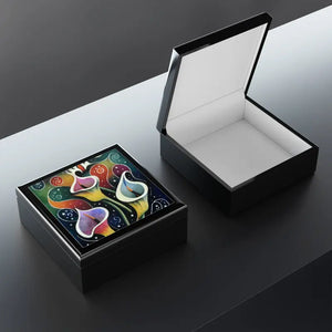 Luxurious Lilly Floral Abstract Flower Jewelry Box - Dipaliz - Ebony Black / one Size