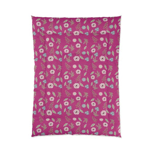 Pink Comforter Floral Print Vibrant Bedroom Style - Dipaliz - 68’’ × 92’’ - Quilts & Comforters