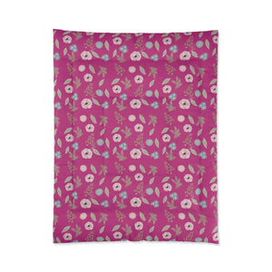Pink Comforter Floral Print Vibrant Bedroom Style - Dipaliz - 68’’ × 88’’ - Quilts & Comforters