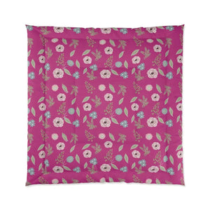 Pink Comforter Floral Print Vibrant Bedroom Style - Dipaliz - 88’’ × - Quilts & Comforters