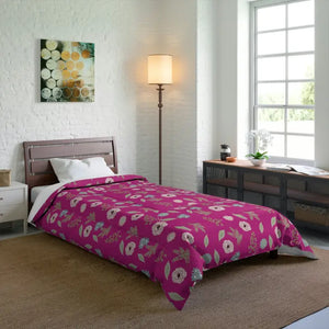 Pink Comforter Floral Print Vibrant Bedroom Style - Dipaliz - Quilts & Comforters