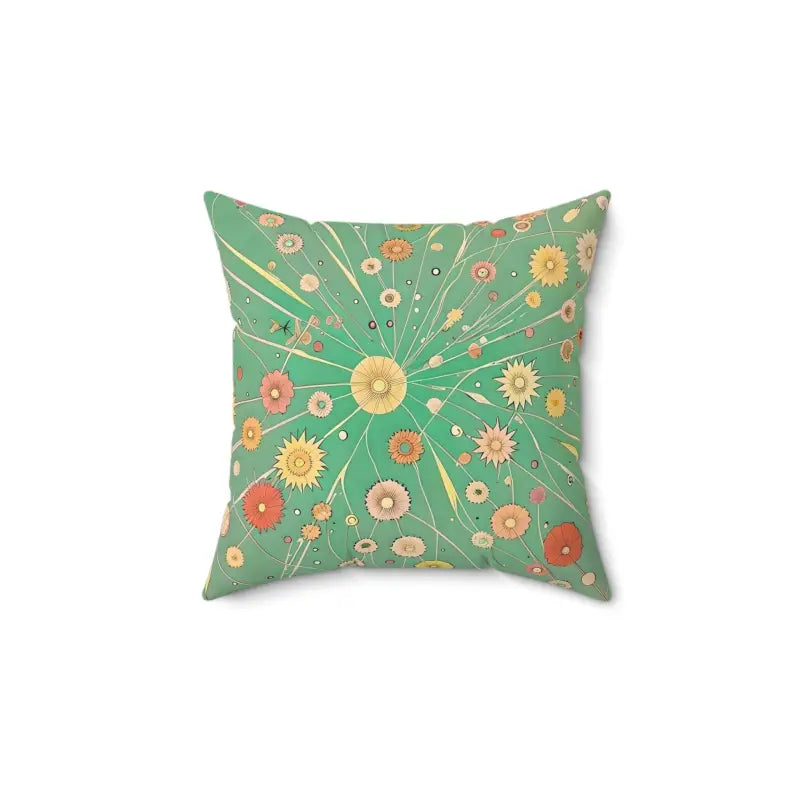 Flowers on Green Spun Polyester Square Pillow - Home Decor