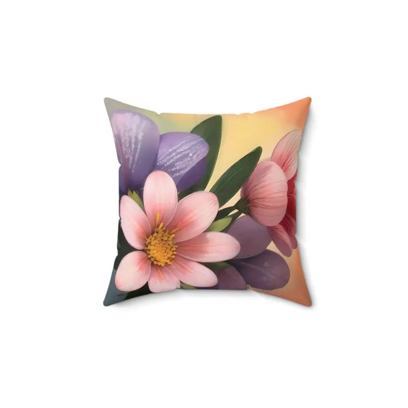 Luxurious Pinkish Flowers Polyester Pillow for Elegance - 14’’ × Home Decor