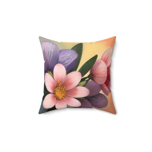 Large Pinkish Flowers Spun Polyester Square Pillow - Dipaliz - 14’’ × - Throw Pillows