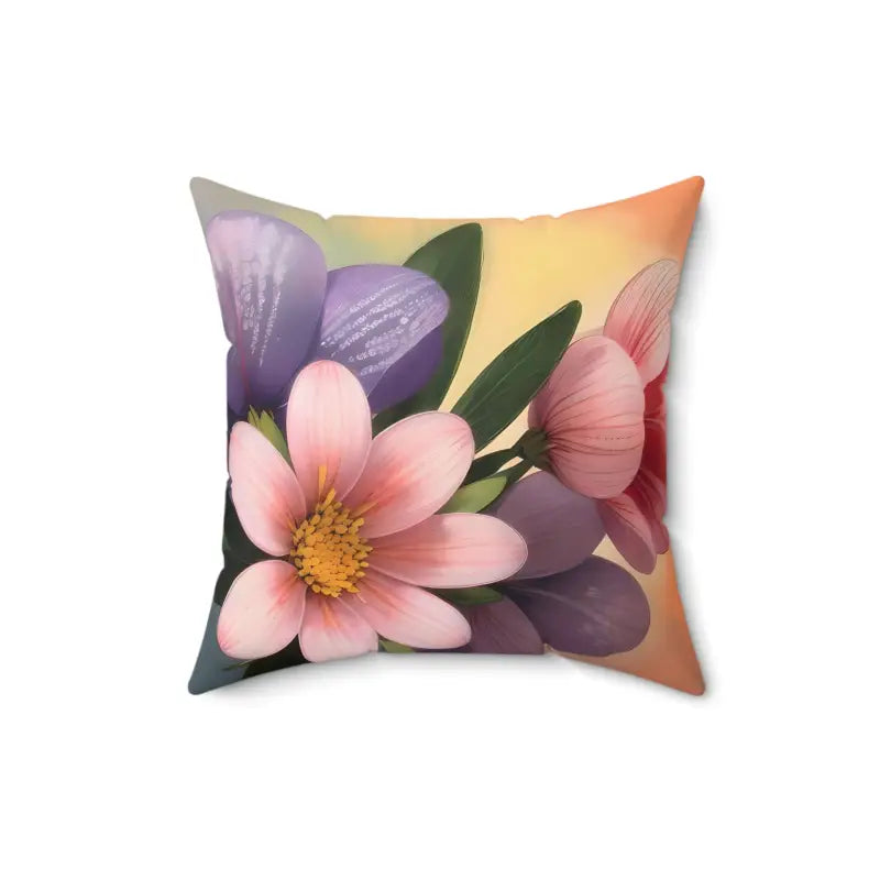 Luxurious Pinkish Flowers Polyester Pillow for Elegance - 16’’ × Home Decor