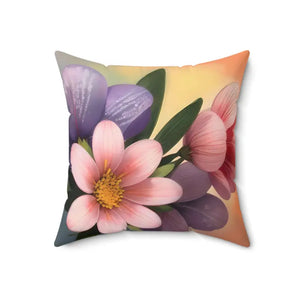 Large Pinkish Flowers Spun Polyester Square Pillow - Dipaliz - 18’’ × - Throw Pillows