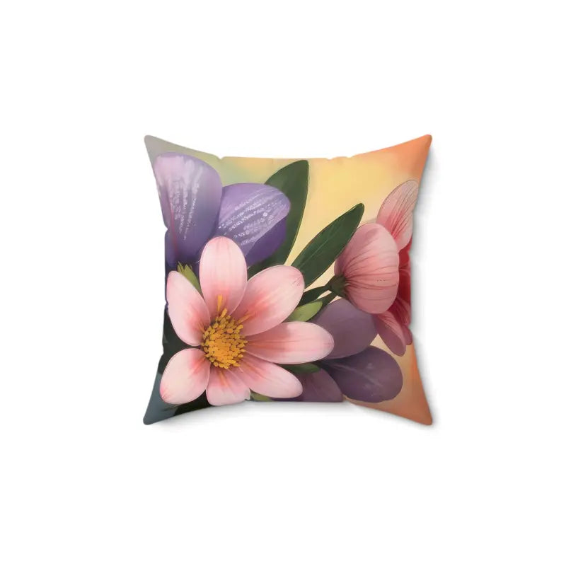 Luxurious Pinkish Flowers Polyester Pillow for Elegance - Home Decor